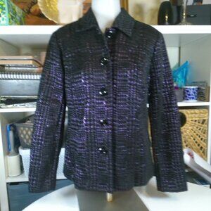 CHICO's Additions Jacket Size M (1) Purple Long Sleeve Line Button Shimery